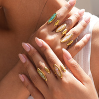 Bague ouverte Gaovo tendance à double coquille ovale, plaquée or 18 carats, en acier inoxydable incrusté de coquillages concassés, bagues de soirée imposantes pour femmes