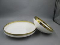 Luxuriöses Keramik-Geschirrset mit Goldrand - Minimalistische Weiße Teller & Schüsseln für Zuhause & Restaurant
