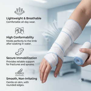 Attelle médicale légère en polymère Degao, flexible et modelable, pour la fixation des fractures du bras, du coude, du genou et de la cheville. - Product Image 2