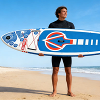 Planche de surf et paddleboard gonflable Ocean-Ready Drop Stitch avec configuration 3 ailerons |   Transfrontalier |   Prêt à être expédié
