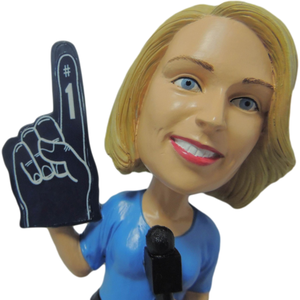 Custom journalist <span class=keywords><strong>statue</strong></span> for sale colors painted 7'' tall female sculpture home decoration resin reporter bobblehead doll - Product Image 1