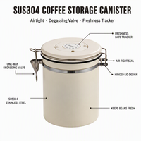 Boîte à café hermétique personnalisée Kingze 1,2L 1,5L 1,8L en acier inoxydable 304 de qualité alimentaire avec cuillère