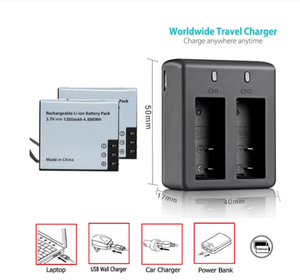 Batterie 1350mAh avec chargeur pour AKASO EK7000 Brave 4 V50x <span class=keywords><strong>EKEN</strong></span> H9 h9r H5sPlus h6s SJ4000 Sj5000 SJ7000 SooCoo c30 C50 f68 - Product Image 3