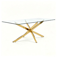 Mobilier de maison personnalisé, table à manger rectangulaire en verre trempé, mobilier de salle à manger moderne et minimaliste en verre