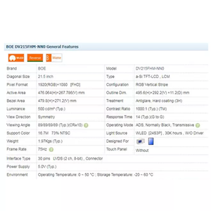 DV215FHM-NN0 21.5 inch FHD TFT LCD Panel với IPS và 500 nits LCD hiển thị <span class=keywords><strong>manufancturer</strong></span> cho kỹ thuật số biển - Product Image 5