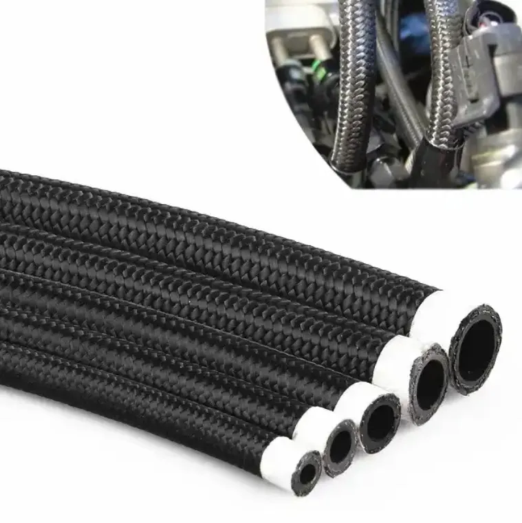 Custom 3an 4an 6an 8an 10an 12an 16an an ptfe black nylon stainless steel braided fuel line hose e85 an8 ptfe fuel hose