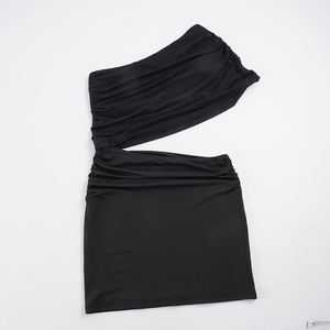 Robe d'été moulante Y2K sexy en maille patchwork pour femme, épaules dénudées, froncée, style streetwear, vente en gros - Product Image 6