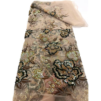 NI.AI Tissu de dentelle de perles africaines de luxe Broderie Tissu de dentelle perlée Tissu de dentelle de désherbage de mariée avec séquence