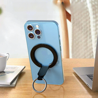 Support de téléphone magnétique rotatif et pliable ultra-fin et super-résistant avec logo personnalisé et anneau de maintien pour utilisation sur bureau – Fixation magnétique