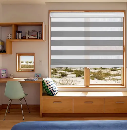 Taille personnalisée décoration de la maison fenêtre intelligente stores zébrés à double teinte pour fenêtres
