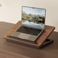 Support de bureau minimaliste en bois de noyer avec trépied mural, organisateur de clavier et support de moniteur pour ordinateur portable