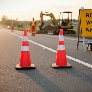 Cono de Tráfico de PVC Naranja de 750 mm con Cinta Reflectante Prismática de Alta Intensidad para Seguridad Vial en Aeropuertos y Carreteras - Product Image 5