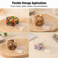 Boîtes carrées rigides transparentes en PS de qualité alimentaire pour le pain, les gâteaux, les biscuits, les bonbons, le stockage des aliments, l'emballage, capacité de 260 ml, personnalisables