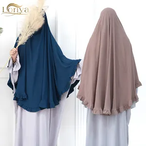 2024 High Quality Loriya New Ruffles Khimar Muslim Women Prayer Hijab Scarf Ramadan Islamic Clothing Niqab Abaya Dress