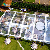 Chapiteau de mariage extérieur à toit transparent, tente transparente, salle de banquet, structure en aluminium, grande tente pour événements, PVC, taille personnalisée