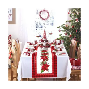 크리스마스 세트와 장식 천 소재 테이블 러너 패턴을위한 Spitze 디자인