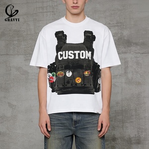 T-shirt Homme Personnalisé Décontracté Ample à Épaules Tombantes avec Impression Numérique Directe sur Tissu de Haute Qualité Motif Gilet Tactique - Product Image 1