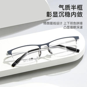 Montures de lunettes en titane 2457, demi-monture rectangulaire, confortables, unisexes, verres en résine, origine Danyang - Product Image 5