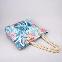 Nouveau Sac Fourre-tout de Plage Portable en Toile Imprimée Personnalisée Grande Taille pour Femme, Collection Printemps 2026, Motif Tropical