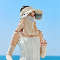 Verano Anti-uv Protector solar Sombrero para el sol Protector solar de cara completa Máscara facial transpirable Montar al aire libre Top vacío Sombrero para el sol Sombrero con visera