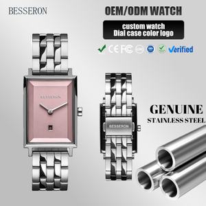 Montre carrée entièrement en acier inoxydable pour femmes, mouvement japonais, bracelet, minimalisme, OEM ODM, votre logo - Product Image 1