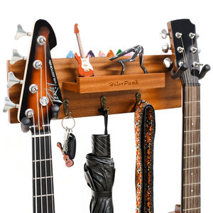 Supporto da Parete per <span class=keywords><strong>Chitarra</strong></span> e Ukulele in Legno Massello, Finitura Lucida, Espositore per Soggiorno, Formato a <span class=keywords><strong>Corda</strong></span>, Logo Personalizzabile - Product Image 1