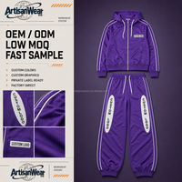 Ensemble haut et pantalon décontracté pour homme, couleur violette, avec bordure blanche contrastante et graphiques de lettres verticales, fabrication OEM ODM