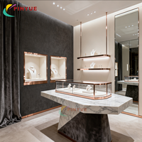 Luxuriöse LED-Schmuckvitrine aus Glas und Holz, Abschließbare Halsketten-Ausstellungsvitrine für Juweliergeschäfte