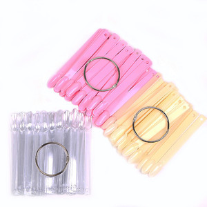 แผ่นโชว์สีเจลรูปพัดสีชมพูใสธรรมชาติ 50 ชิ้น แผ่นฝึกทำเล็บรูปพัด - Product Image 1
