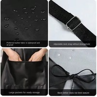 Tablier de Chef Léger en Cuir PU avec Grande Poche, Réglable, Anti-Graisse, pour Hommes et Femmes, Idéal pour le Nettoyage