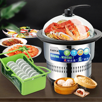 Olla Vaporera Eléctrica Comercial de Acero Inoxidable, Vaporera Multifuncional para Alimentos, Vapor Rápido, Aislamiento Térmico, 3000-5000W, Función de Temporizador