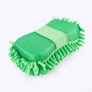雪尼尔洗车手套软超细纤维洗车机手套毛巾汽车细节清洁海绵手套用品绿色