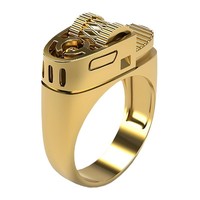 Bague créative en forme de briquet, style punk européen et américain, plaquée or