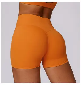 Kundenspezifischer Dienst Nylon-Workout Butt Lift Gym Shorts hohe Taille Sport Fitness Yoga Shorts für Damen