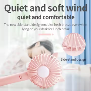 USB充電式かわいいミニファン-ポータブルハンドヘルドデスクファン学生用ナイトライト付き超静か (卸売) - Product Image 6