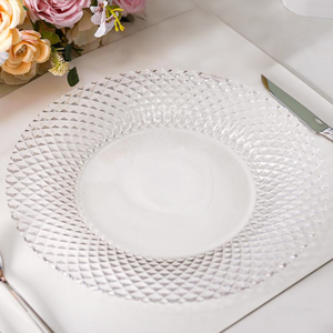 Bán Buôn Tùy Chỉnh 13 Inch Hộ Gia Đình Pha Lê Rõ Ràng Glass Sạc Tấm Trang Trí Tấm Vòng Sọc Trái Cây Tấm Bộ Đồ Ăn - Product Image 2