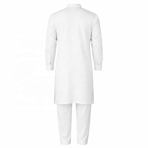 Completo <span class=keywords><strong>Etnico</strong></span> Bianco da <span class=keywords><strong>Uomo</strong></span> con Kurta e Pajama, Ricamo Personalizzato, <span class=keywords><strong>Abbigliamento</strong></span> Casual Comodo - Product Image 5