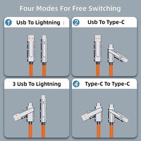 Câble de charge USB-C Type-C 4-en-1 120W pour iPhone 15 16 17 18 Pro Max, Samsung, Xiaomi – Câble de charge rapide en silicone PD PVC