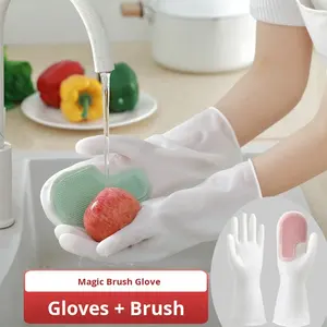 Gants de lavage de vaisselle multifonctionnels en forme de brosse <span class=keywords><strong>magique</strong></span>, durables, imperméables, antidérapants, pour le nettoyage de la cuisine - Product Image 1