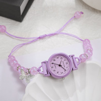 Montre à quartz délicate et élégante pour femmes, bracelet rétractable en perles de papillon Laipute, montre-bracelet pour filles, à porter au quotidien, cadeau