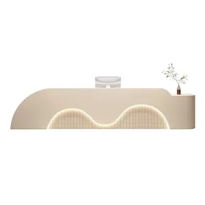 Mebel salon sudut melengkung meja penerimaan kecil meja depan meja kustom logo