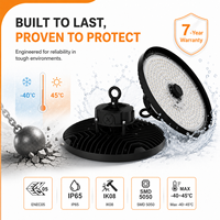 Lámpara LED High Bay UFO de 200 lm por W, con Lente de PC, IP65, IK08, 4000K, LED Liteon 5050, 7 Años de Garantía, desde Almacén en Alemania, para Fábrica