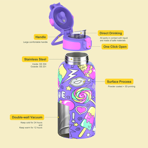 550ml Narrow-mouth Stainless Steel Sports Water Bottle || Basketball Flip Lid || Lightweight & Portable - Product Image 2