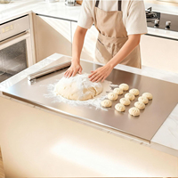 Planche à découper extra large en acier inoxydable TOALLWIN avec rebord antidérapant, robuste, pour restaurant et cuisine
