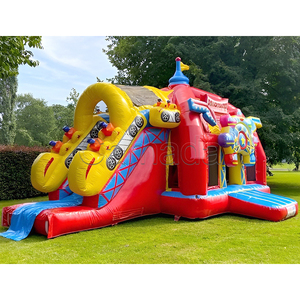 Château gonflable de Noë<span class=keywords><strong>l</strong></span>, château gonflable à thème de Noë<span class=keywords><strong>l</strong></span>, combo toboggan et trampoline pour fête avec motif Bonhomme en pain d'épices - Product Image 3