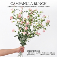 Bunga Lonceng Sutra Buatan Campanula dengan Tangkai Panjang, Susunan Bunga Lily of the Valley Palsu untuk Dekorasi Pernikahan dan Rumah