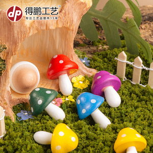 Ensemble d'ornements en forme de champignons en bois peints à la main en pin, décoration de table et de jardin D1284 - Product Image 5