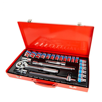 Boîte métallique de 24 pièces, jeu d'outils de réparation automobile 1/2 pouce, jeu de douilles et clés à molette pour voitures et vélos