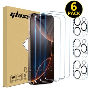 6 Gói 0.26Mm Bảo Vệ Màn Hình Máy Ảnh Ống Kính Rõ Ràng Tempered Glass Bảo Vệ Cho iPhone 16 Pro Max 15 Cộng Với 14 13 <span class=keywords><strong>Mini</strong></span> 12 11 XR - Product Image 1