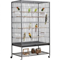 Grande cage pour perroquets et calopsittes 132x52x79cm en fer et plastique émaillé avec étagère pour plusieurs espèces d'oiseaux